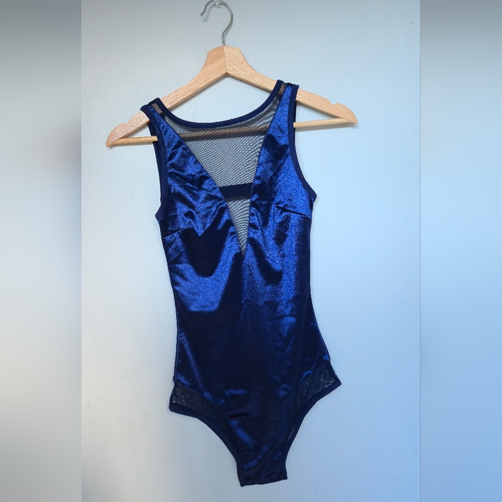 Elegant Blue Satin Bodysuit